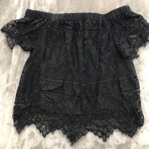 Black Lacey strapless blouse, size medium